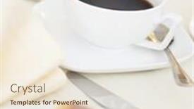  Presentation with snacks - Amazing PPT layouts having soft-focused cup of morning black coffee baked snacks and sweets backdrop and a lemonade colored foreground