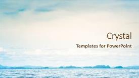  Presentation with sun flares on a blue - Beautiful PPT theme featuring soft light horizon - blue sunny sea and cloudy backdrop and a cream colored foreground