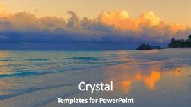  Presentation with scene - Beautiful slide set featuring soft light horizon - early morning scene on ocean backdrop and a gray colored foreground