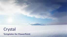  Presentation with horizon - Theme with soft light horizon - field of snow and cloudy background and a sky blue colored foreground