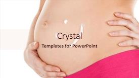  Presentation with maternity - Slide set enhanced with pregnancy maternity and health concept - belly of a pregnant woman with cream and smile symbol background and a lemonade colored foreground