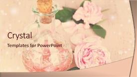  Presentation with bottle - Amazing presentation design having pink perfume aroma - rose oil in bottle backdrop and a lemonade colored foreground