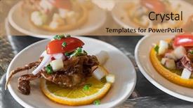  Presentation with crab shell - Presentation theme consisting of soft shell crab canapes tapas background and a coral colored foreground