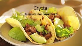  Presentation with tacos - Beautiful PPT theme featuring soft simple - authentic mexican tacos with beef backdrop and a gold colored foreground
