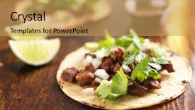  Presentation with tacos - Amazing PPT theme having two new ocean front beach backdrop and a teal colored foreground.