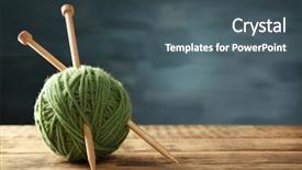  Presentation with yarn - Colorful PPT layouts enhanced with soft skills - ball of knitting yarn backdrop and a ocean colored foreground