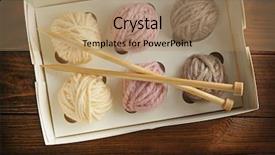  Presentation with hooks and balls of yarn - Colorful slide deck enhanced with soft skills - balls of knitting yarn backdrop and a coral colored foreground