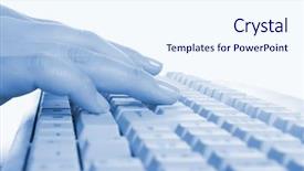  Presentation with skills - Slide deck consisting of soft skills - closeup of a hands typing background and a sky blue colored foreground