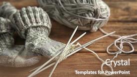  Presentation with knitting - Slide set featuring soft skills - knitting wool and knitting needles background and a tawny brown colored foreground