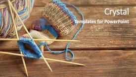  Presentation with knitting - Cool new theme with soft skills - knitting wool and knitting needles backdrop and a coral colored foreground