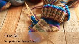  Presentation with needles - Amazing presentation having soft skills - knitting wool and knitting needles backdrop and a coral colored foreground