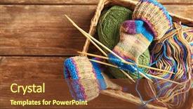  Presentation with needles - Amazing presentation theme having soft skills - knitting wool and knitting needles backdrop and a tawny brown colored foreground