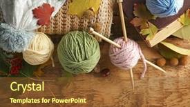  Presentation with needles - Theme enhanced with soft skills - knitting wool and needles background and a tawny brown colored foreground