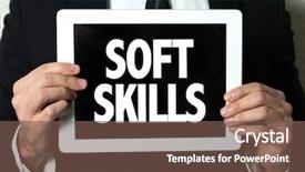  Presentation with skills - PPT theme having soft skills background and a violet colored foreground