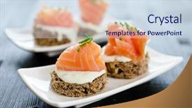  Presentation with salmon - Audience pleasing theme consisting of soft starter - canapes with smoked salmon backdrop and a sky blue colored foreground