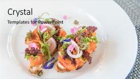  Presentation with salmon - Slides featuring soft starter - canapes with smoked salmon background and a sky blue colored foreground