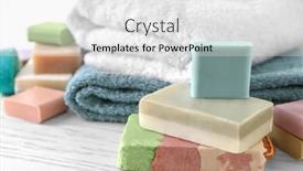  Presentation with soap - PPT theme featuring soft-towels-and-different-soap background and a white colored foreground