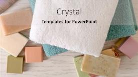  Presentation with soap - Colorful slide set enhanced with soft-towels-and-different-soap backdrop and a light gray colored foreground