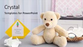  Presentation with baby diapers - PPT theme with soft toy for game background and a light gray colored foreground
