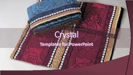  Presentation with tartan - Presentation theme with soft warm blanket tartan wool blanket isolated on plain background background and a tawny brown colored foreground