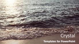  Presentation with sea sun - Presentation theme having soft-wave-of-the-sea background and a violet colored foreground