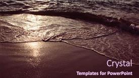 Presentation with sea sun - Audience pleasing PPT theme consisting of soft-wave-of-the-sea backdrop and a wine colored foreground