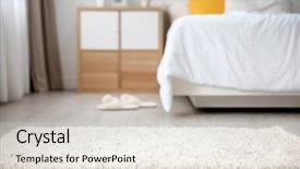  Presentation with floor care and cleaning services - Colorful slides enhanced with soft white carpet on floor backdrop and a  colored foreground