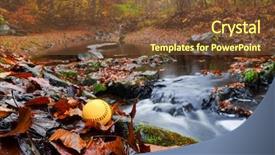  Presentation with softball - Presentation theme consisting of softball ball in autumn foliage background and a tawny brown colored foreground