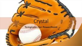  Presentation with baseball field - Presentation theme enhanced with softball field - baseball glove and ball isolated background and a gold colored foreground