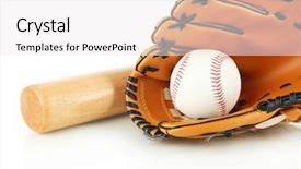  Presentation with softball - Theme enhanced with softball field - baseball glove bat and ball background and a white colored foreground