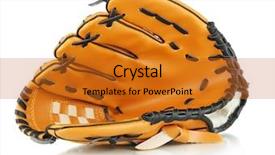  Presentation with baseball field - Audience pleasing presentation design consisting of softball field - baseball glove isolated on white backdrop and a gold colored foreground