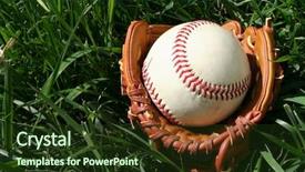  Presentation with softball - Theme featuring softball field - baseball glove with a baseball background and a tawny brown colored foreground