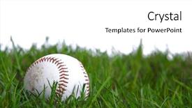  Presentation with baseball field - Audience pleasing slide deck consisting of softball field - baseball in the grass backdrop and a white colored foreground
