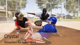  Presentation with softball - Presentation with softball player slideing into home background and a coral colored foreground