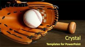  Presentation with softball - Cool new presentation theme with softball sports - baseball glove bat and ball backdrop and a tawny brown colored foreground