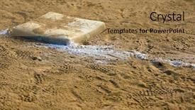  Presentation with sports field - Theme consisting of softball sports - empty base on chalked baseball background and a coral colored foreground