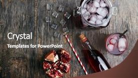  Presentation with soda - PPT theme with cocktail preparation soda bottle pomegranate background and a dark gray colored foreground