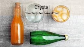  Presentation with soda - PPT theme consisting of softdrinks - fresh cocktails with soda bottles background and a coral colored foreground