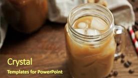  Presentation with ice milk tea - Slides enhanced with softdrinks - iced coffee with milk background and a tawny brown colored foreground