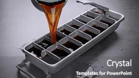 Presentation with ice popss - Beautiful presentation theme featuring drinking softdrinks - pouring coffee in ice cube backdrop and a dark gray colored foreground