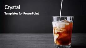  Presentation with milk - Amazing PPT theme having drinking softdrinks - pouring milk in iced coffee backdrop and a dark gray colored foreground