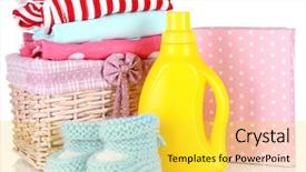  Presentation with clothes washing powder - PPT theme consisting of softener dryer and washing powder background and a yellow colored foreground