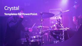  Presentation with stage - PPT theme consisting of softpower - rocker drummer is playing background and a purple colored foreground