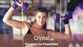  Presentation with strong black woman - Slide deck having softpower - young strong woman with dumbbells background and a coral colored foreground