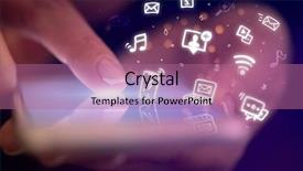  Presentation with hologram - Amazing slides having software applications - finger touching phone with hologram backdrop and a coral colored foreground