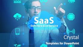  Presentation with saas - Presentation theme featuring software-as-a-service-saas background and a teal colored foreground