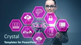  Presentation with saas - Colorful presentation theme enhanced with software-as-a-service-saas backdrop and a ocean colored foreground