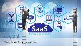  Presentation with saas - Presentation consisting of software-as-a-service-saas background and a light blue colored foreground