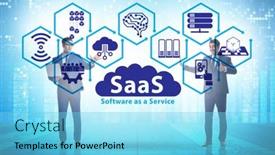  Presentation with saas - Slide set featuring software-as-a-service-saas background and a light blue colored foreground