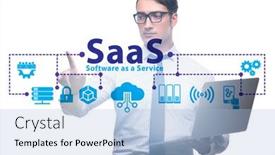  Presentation with saas - Colorful theme enhanced with software-as-a-service-saas backdrop and a light blue colored foreground